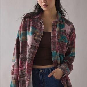 BDG Multicolor Plaid Star Button Down Shirt NWOT